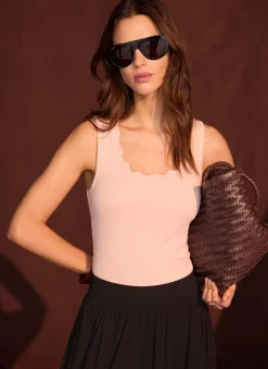 Pink Scallop Trim Vest Top