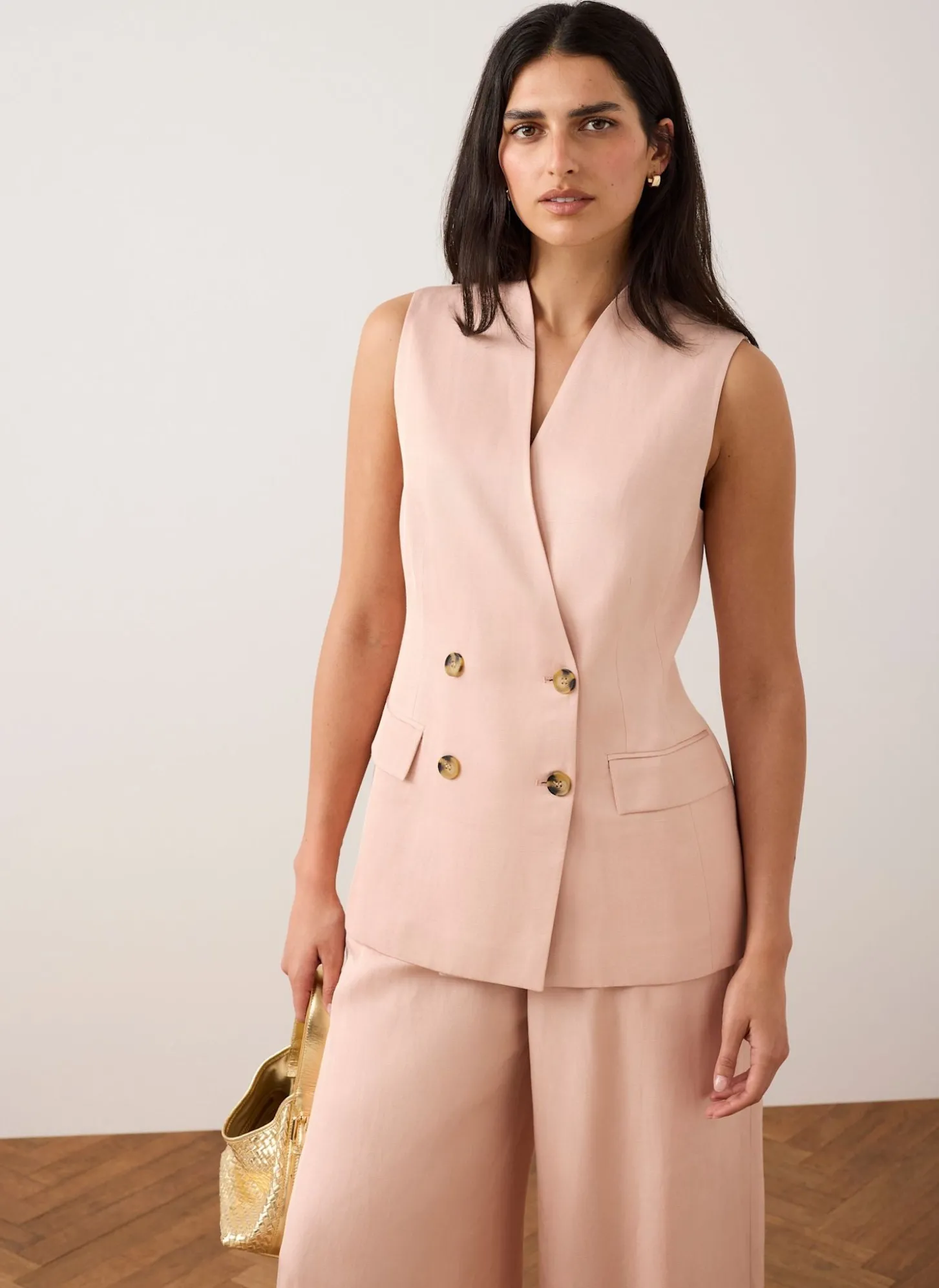 Pink Tailored Longline Waistcoat