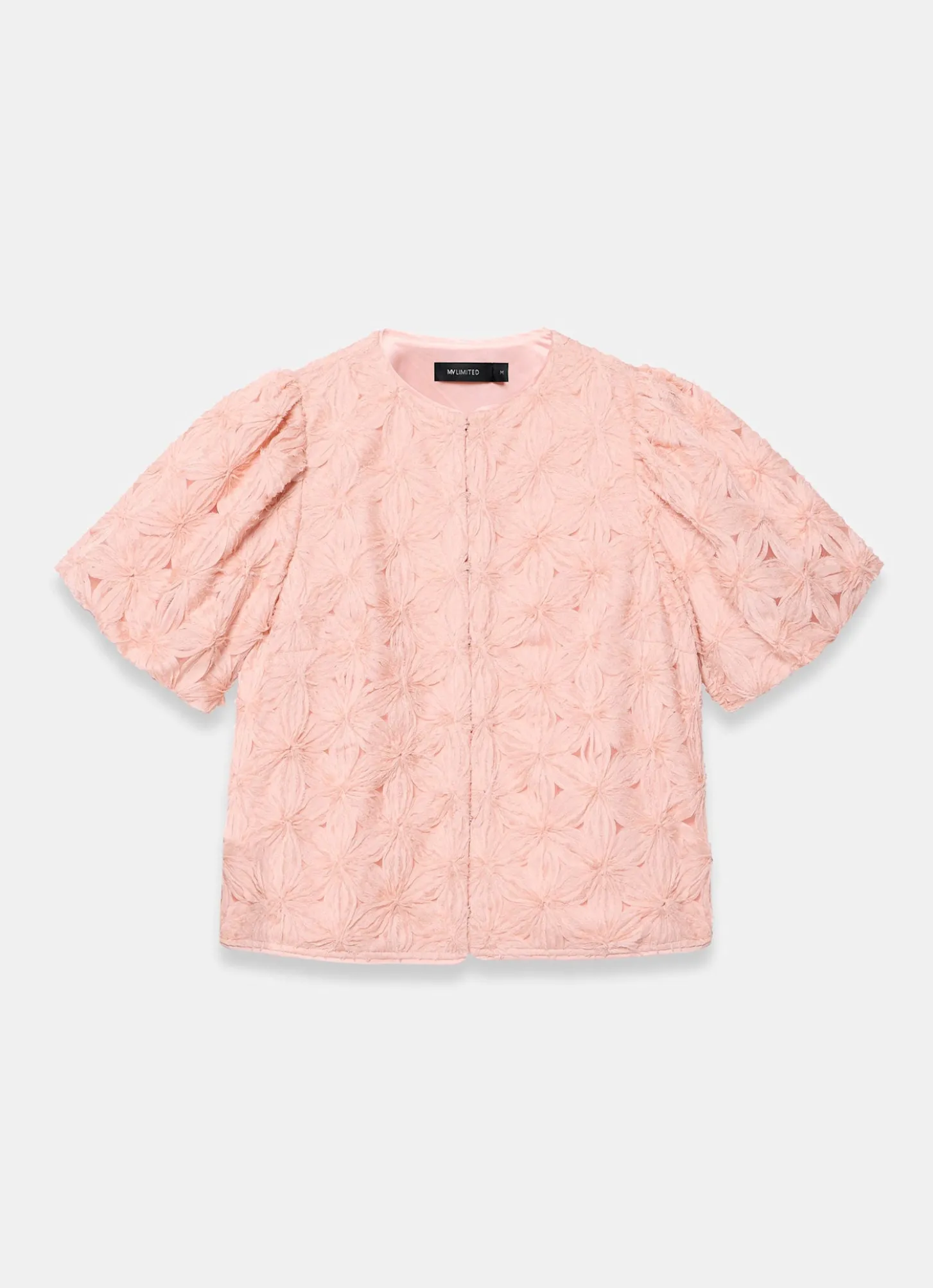 Pink Textured Puff Sleeve Blouse