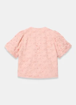 Pink Textured Puff Sleeve Blouse