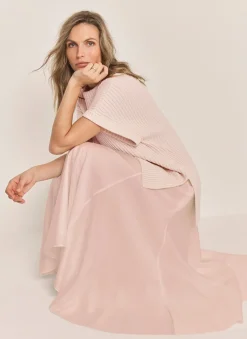 Pink Wool Blend Longline Knit Top