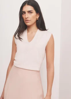 Pink Wool Blend Sleeveless Knit Top