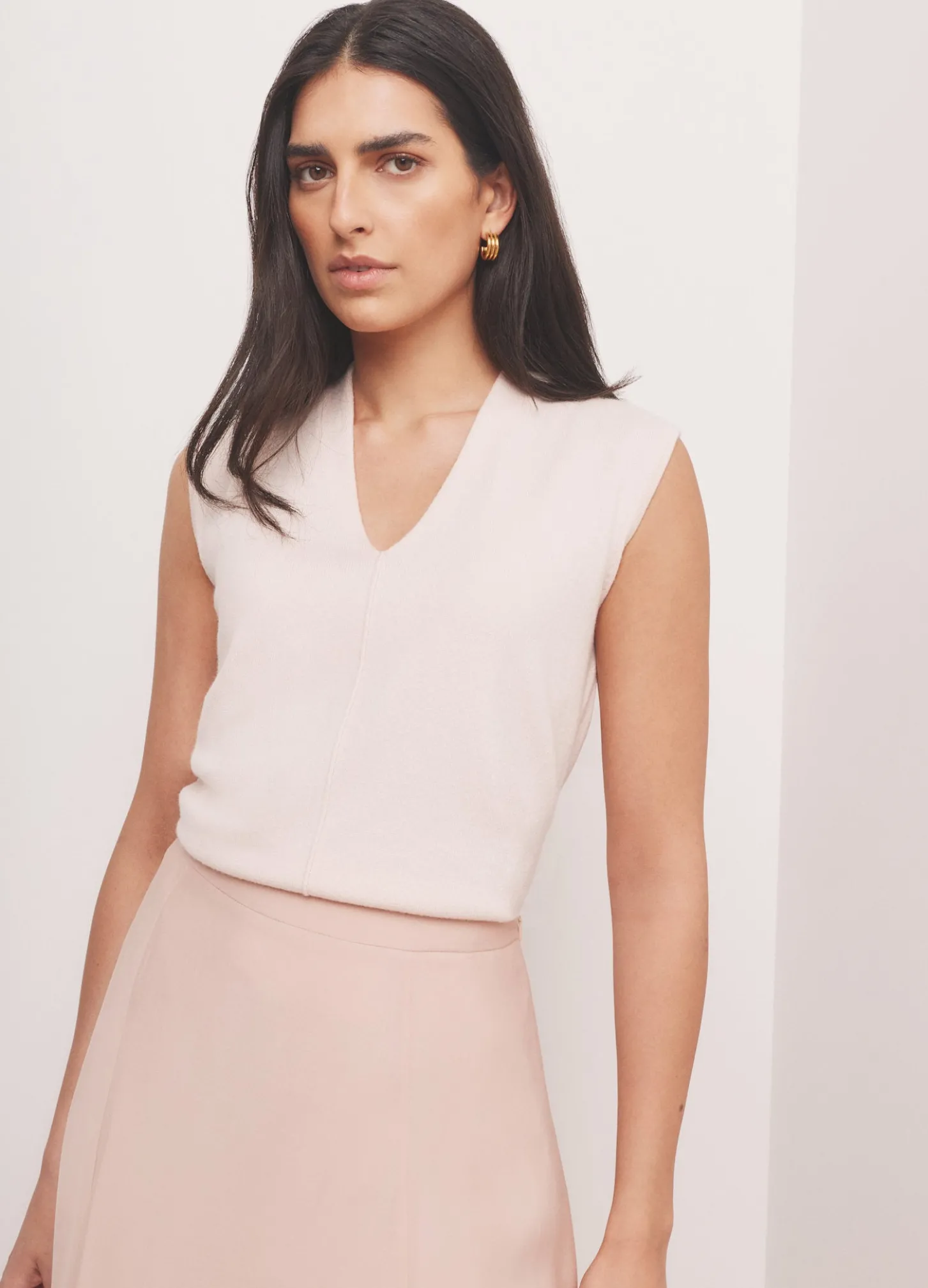 Pink Wool Blend Sleeveless Knit Top