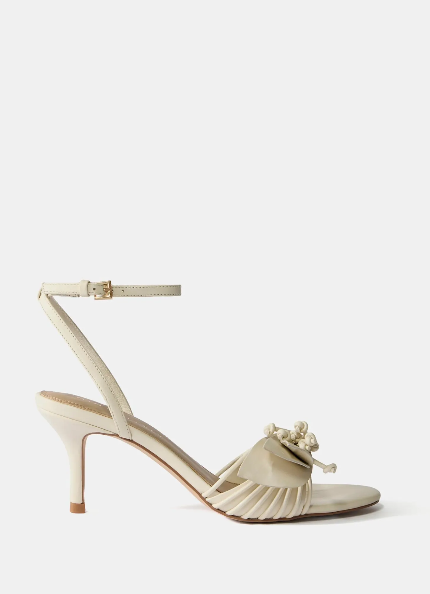 Rae Cream Leather Tassel Heeled Sandals