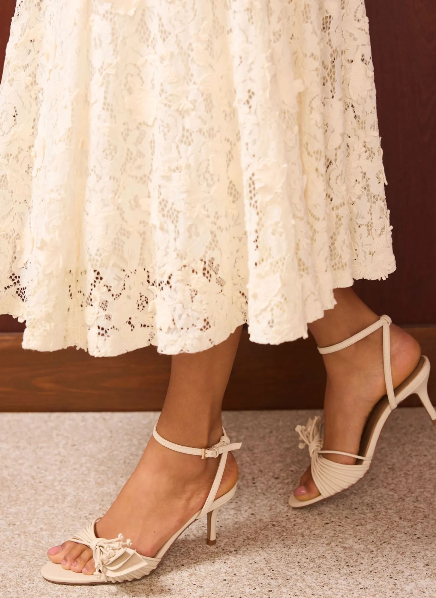 Rae Cream Leather Tassel Heeled Sandals
