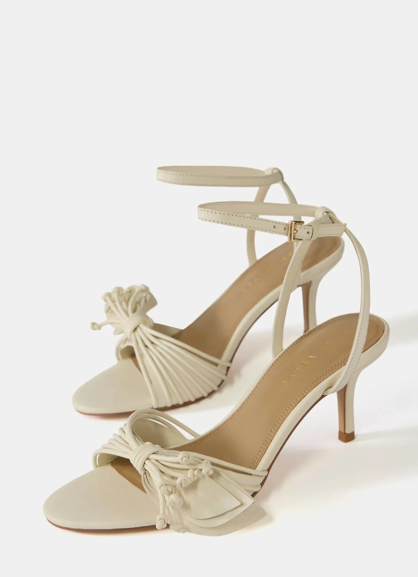 Rae Cream Leather Tassel Heeled Sandals