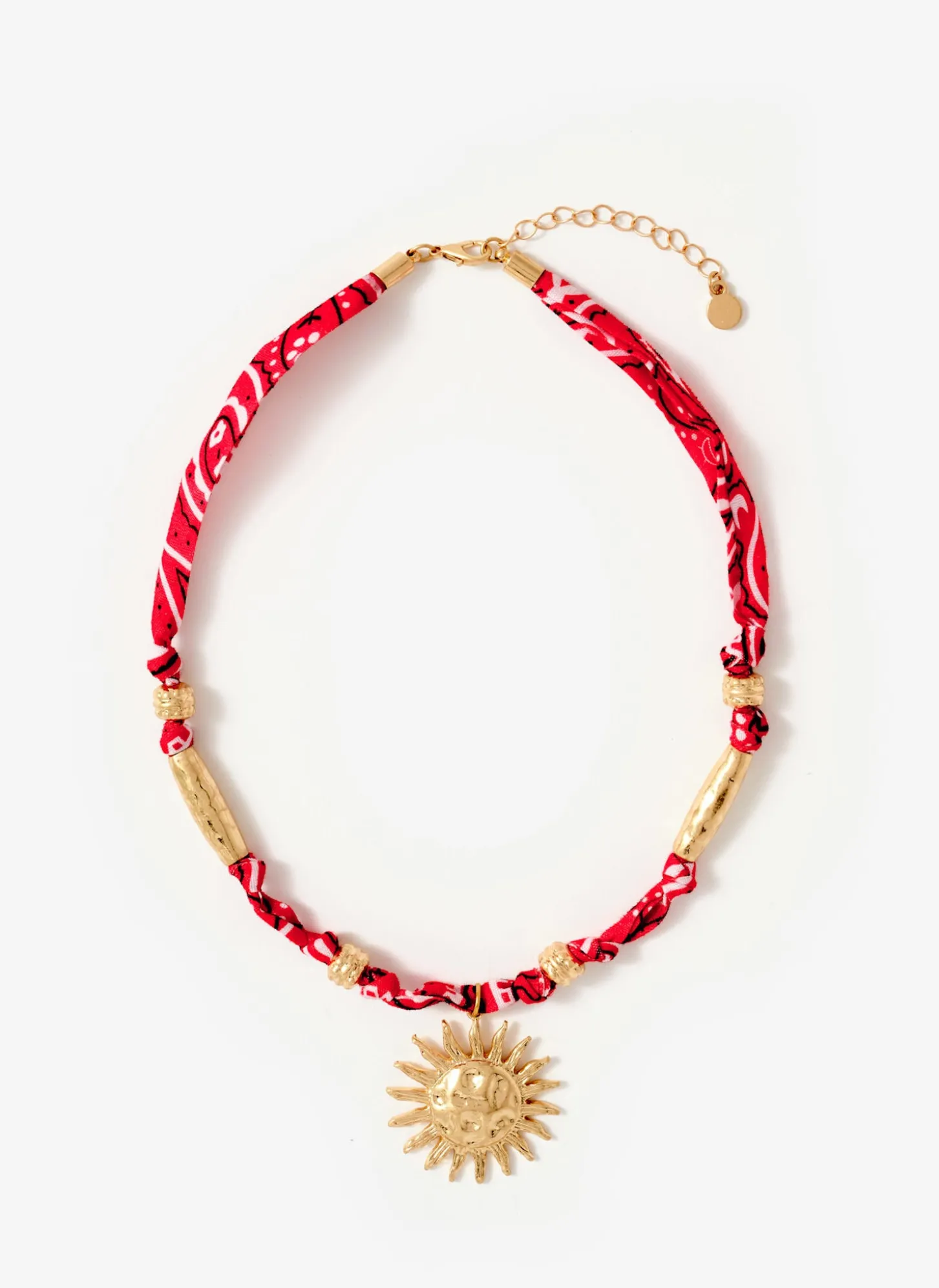 Red Bandana Sun Charm Necklace