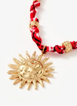 Red Bandana Sun Charm Necklace
