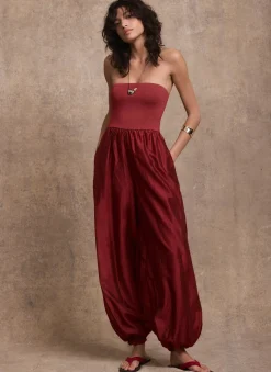Red Bandeau Balloon Jumpsuit