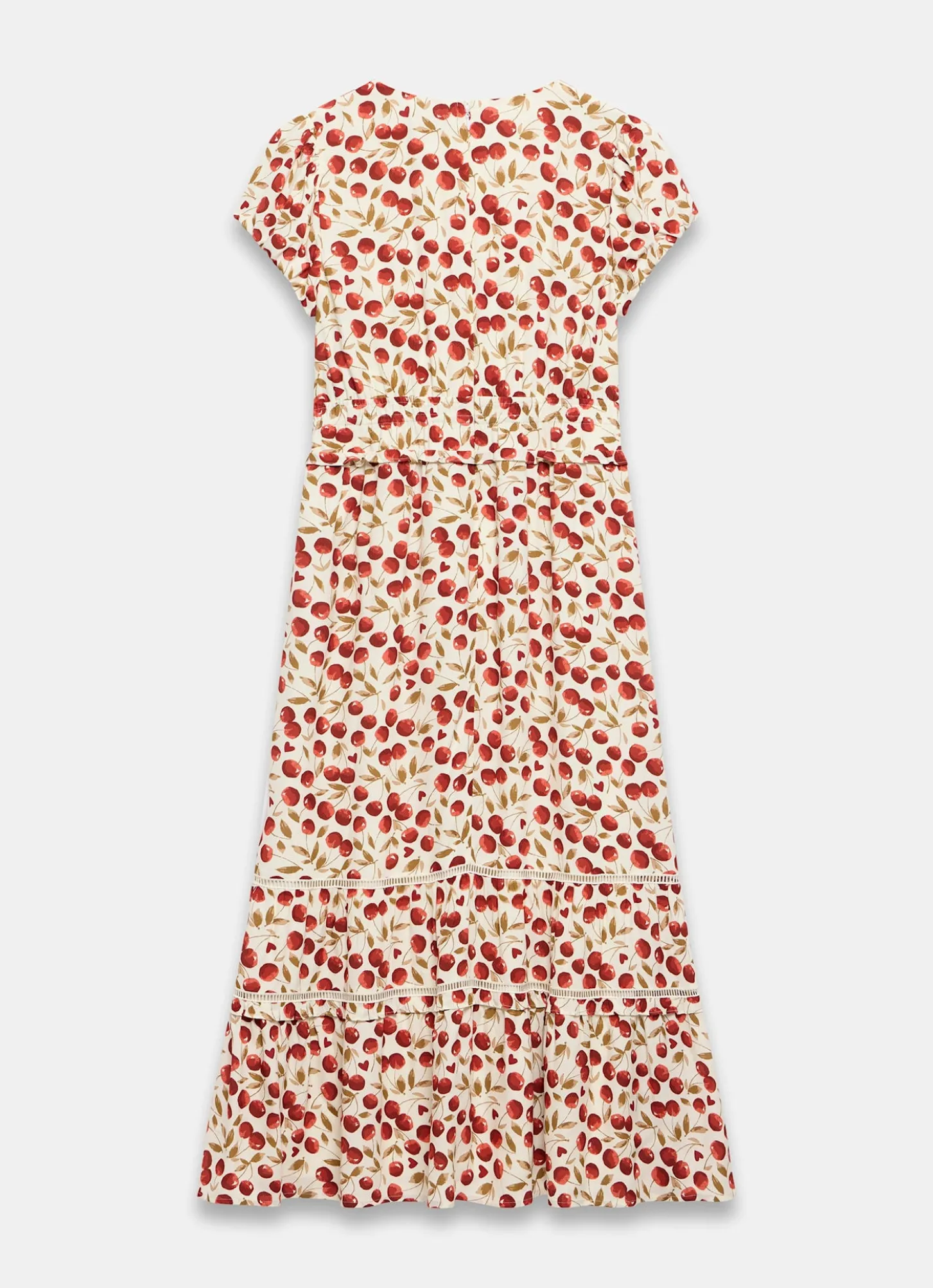 Red Cherry Print Midi Dress