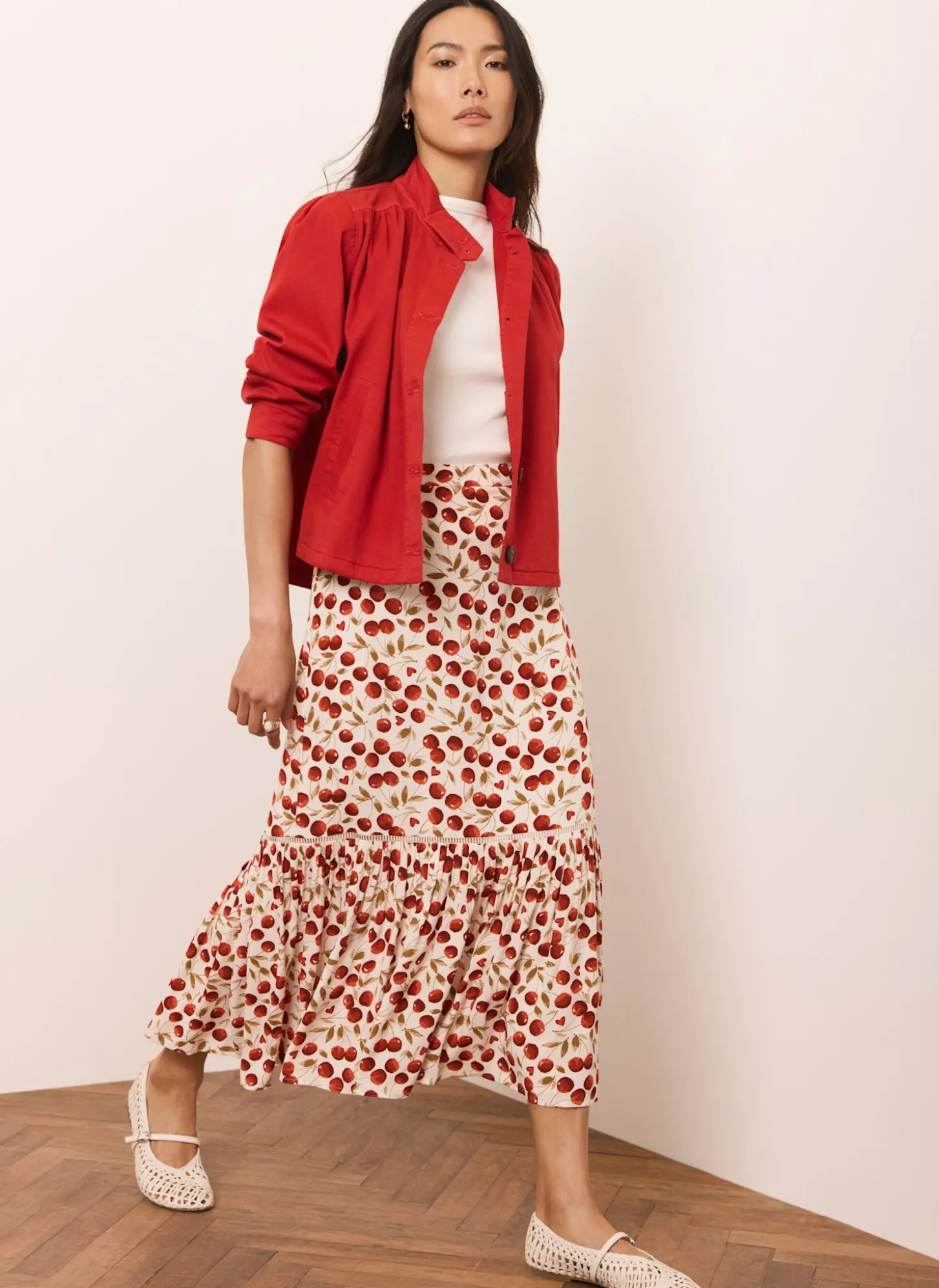 Red Cherry Print Skirt