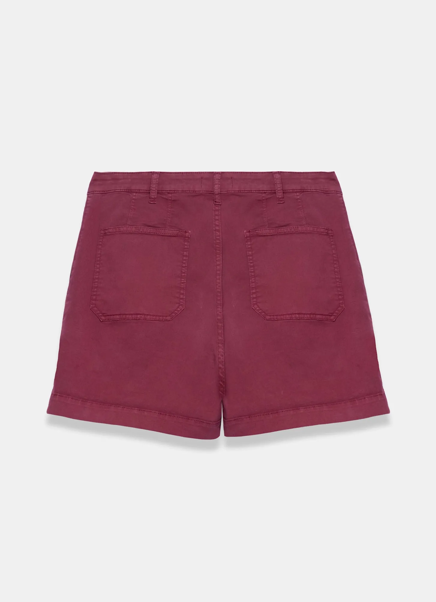 Red Cotton Blend Pleated Chino Shorts