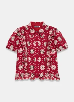 Red Cotton Broderie Shirt
