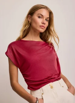 Red Drape Detail Top