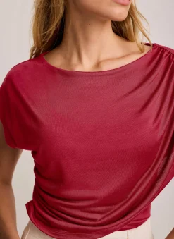 Red Drape Detail Top
