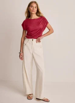 Red Drape Detail Top