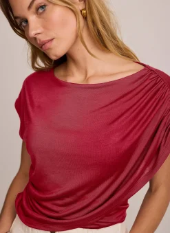 Red Drape Detail Top