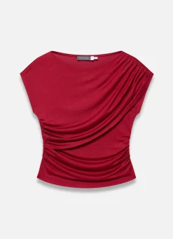 Red Drape Detail Top