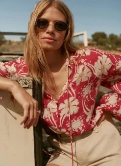 Red Floral Print Blouse