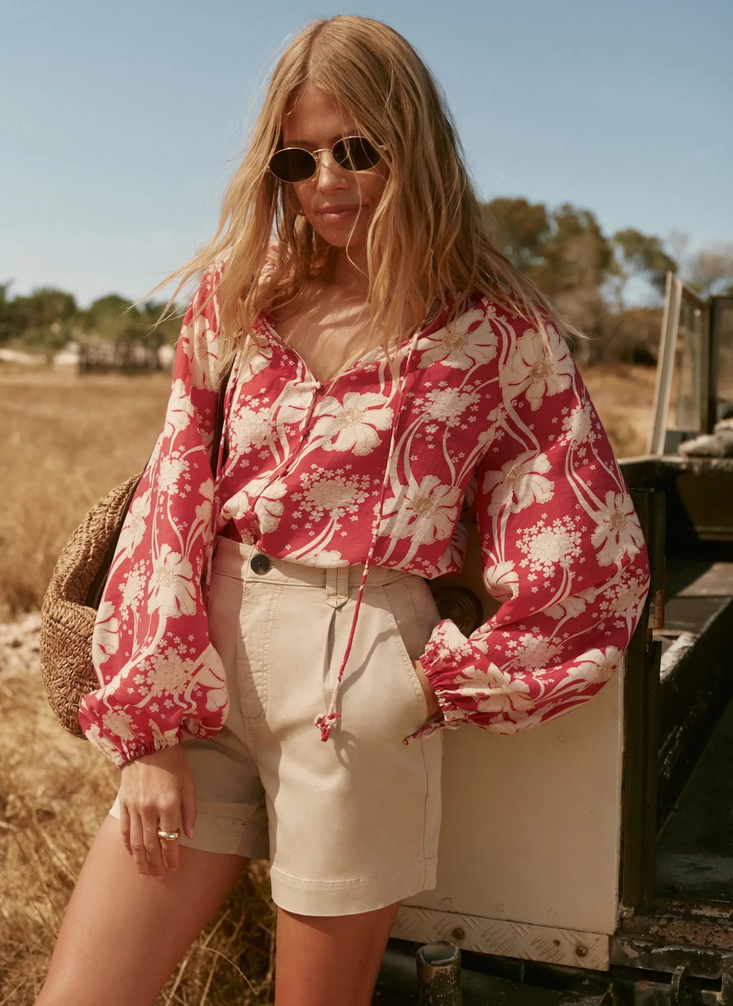 Red Floral Print Blouse