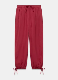 Red Linen Balloon Trousers