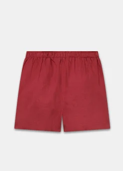 Red Linen Drawstring Shorts