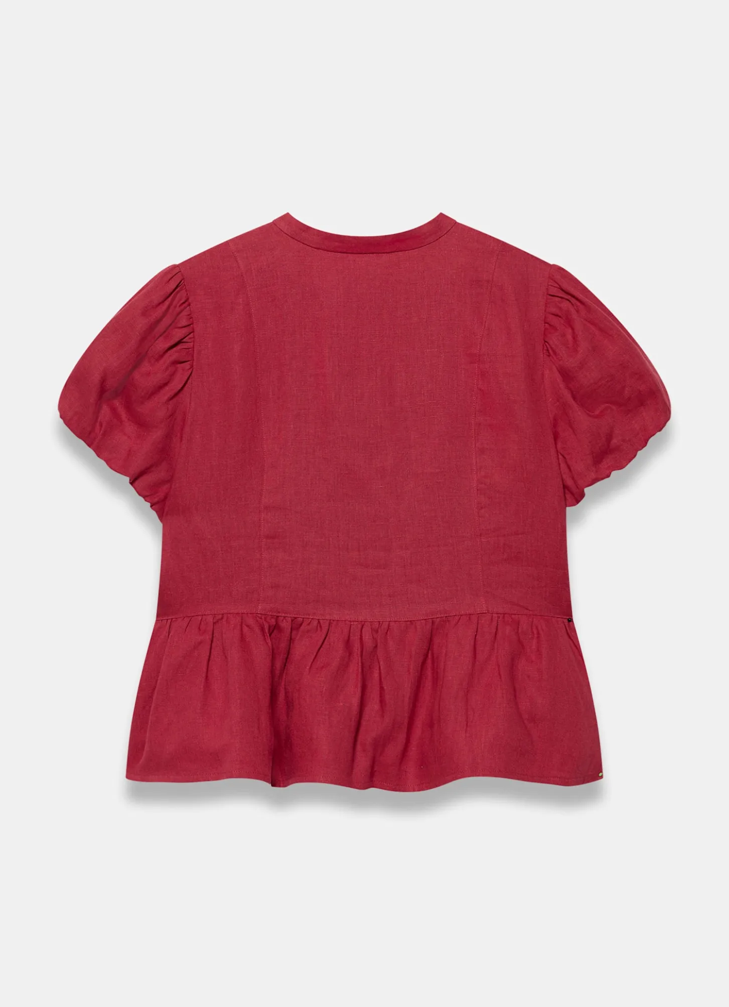 Red Linen Peplum Top