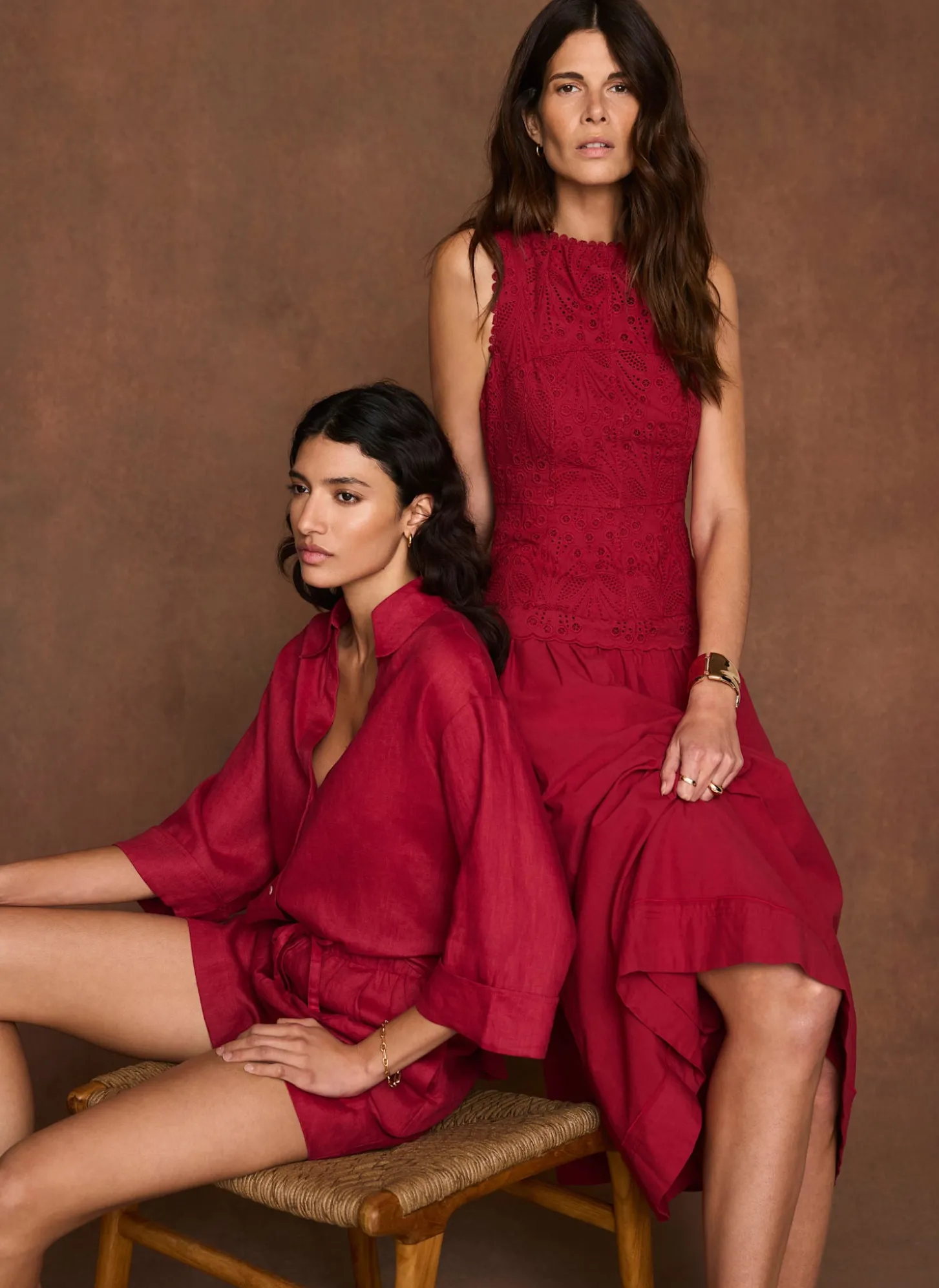 Red Linen Short Sleeve Resort Shirt