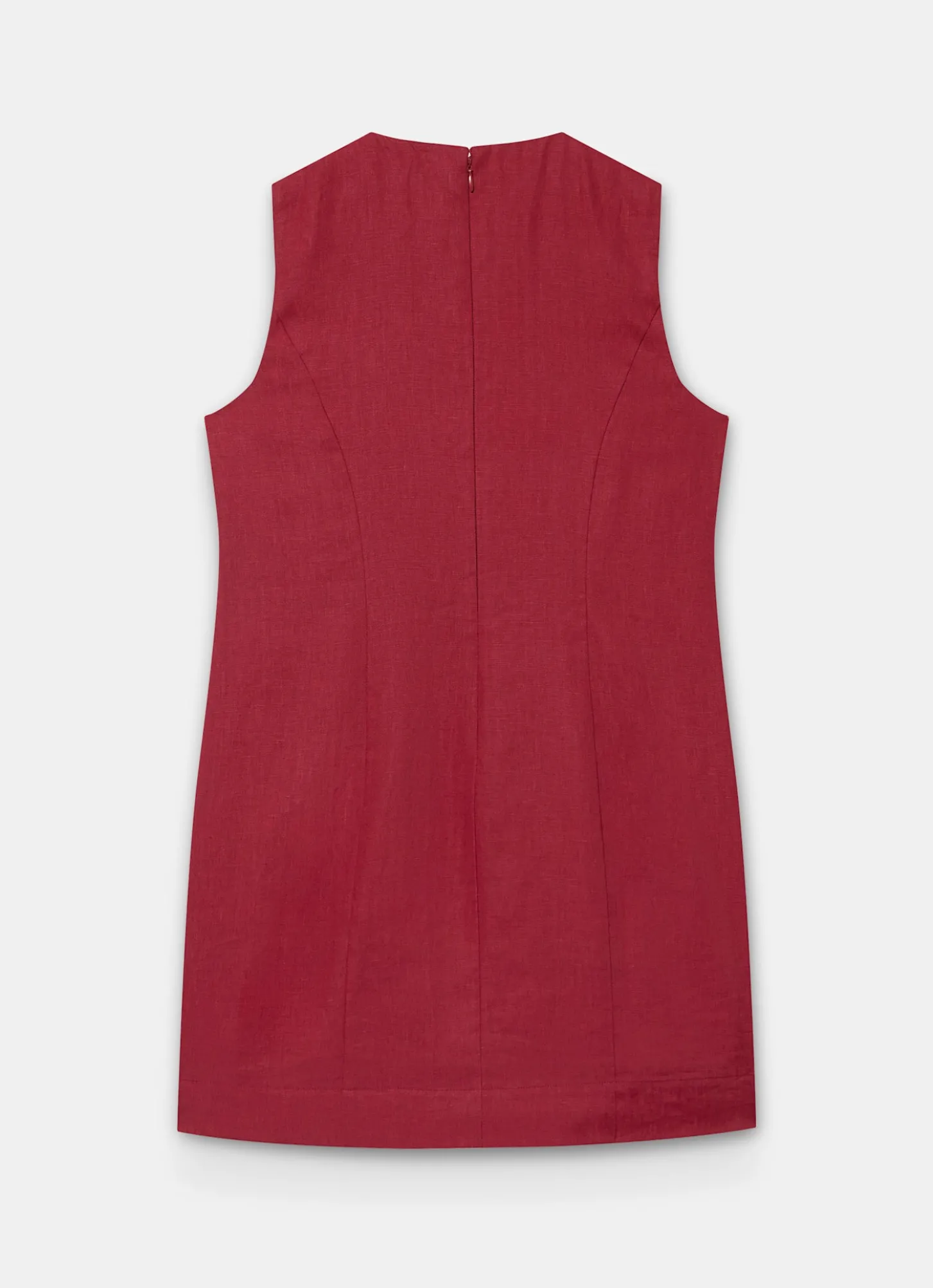 Red Linen Sunray Button Mini Dress