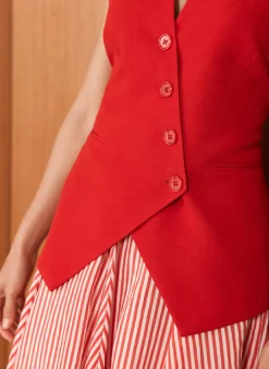 Red Longline Waistcoat