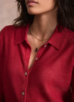 Red Metallic Knit Top