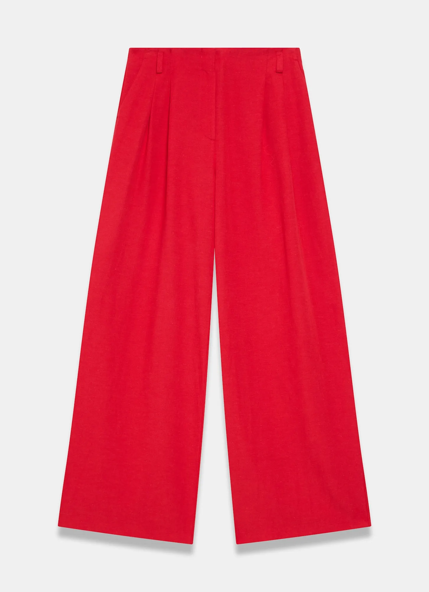 Red Pleated Wide Leg Trousers