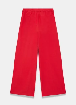 Red Pleated Wide Leg Trousers