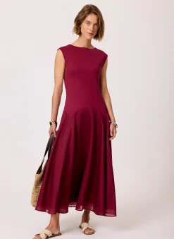 Red Sleeveless Midi Dress