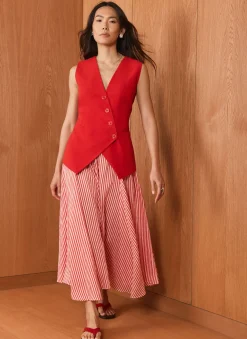 Red Stripe Maxi Skirt