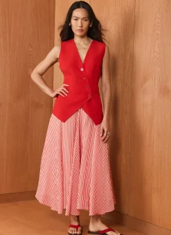 Red Stripe Maxi Skirt