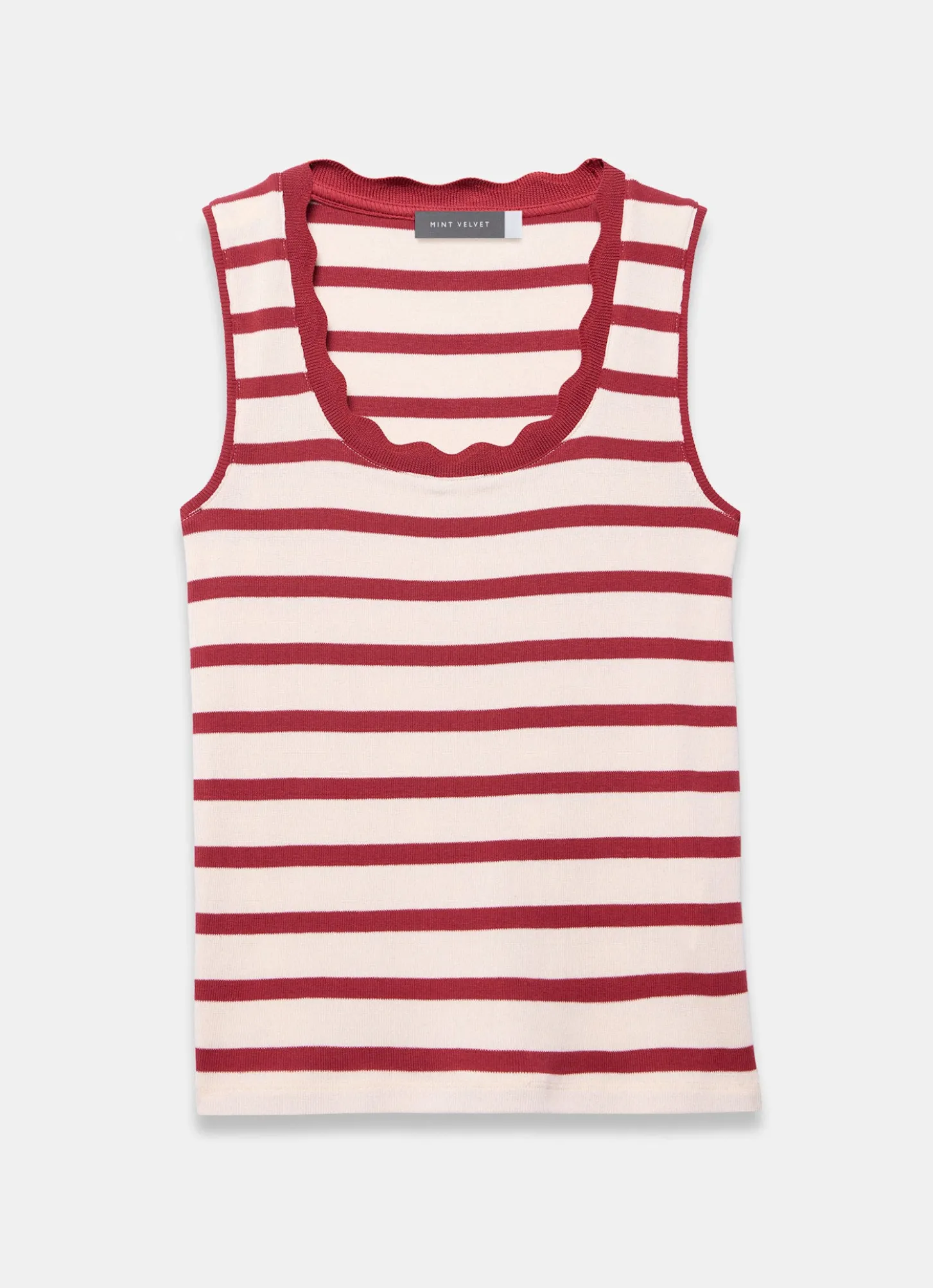 Red Stripe Scallop Trim Vest
