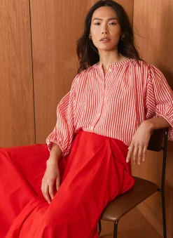 Red Striped Batwing Blouse