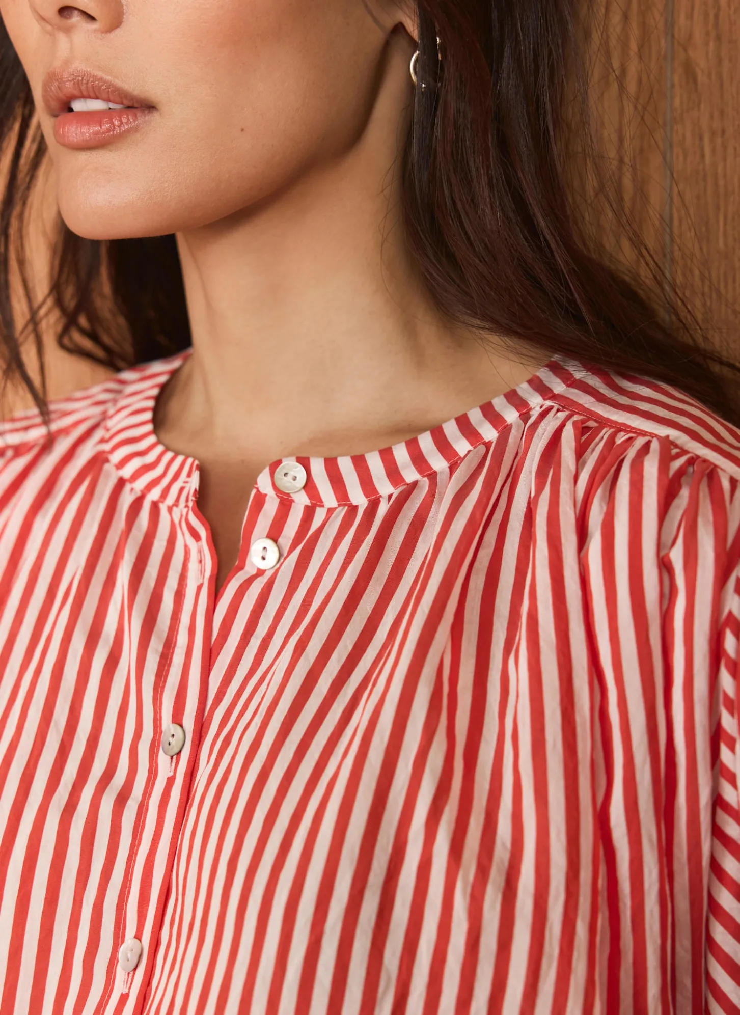 Red Striped Batwing Blouse