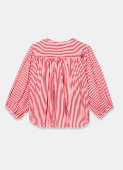 Red Striped Batwing Blouse