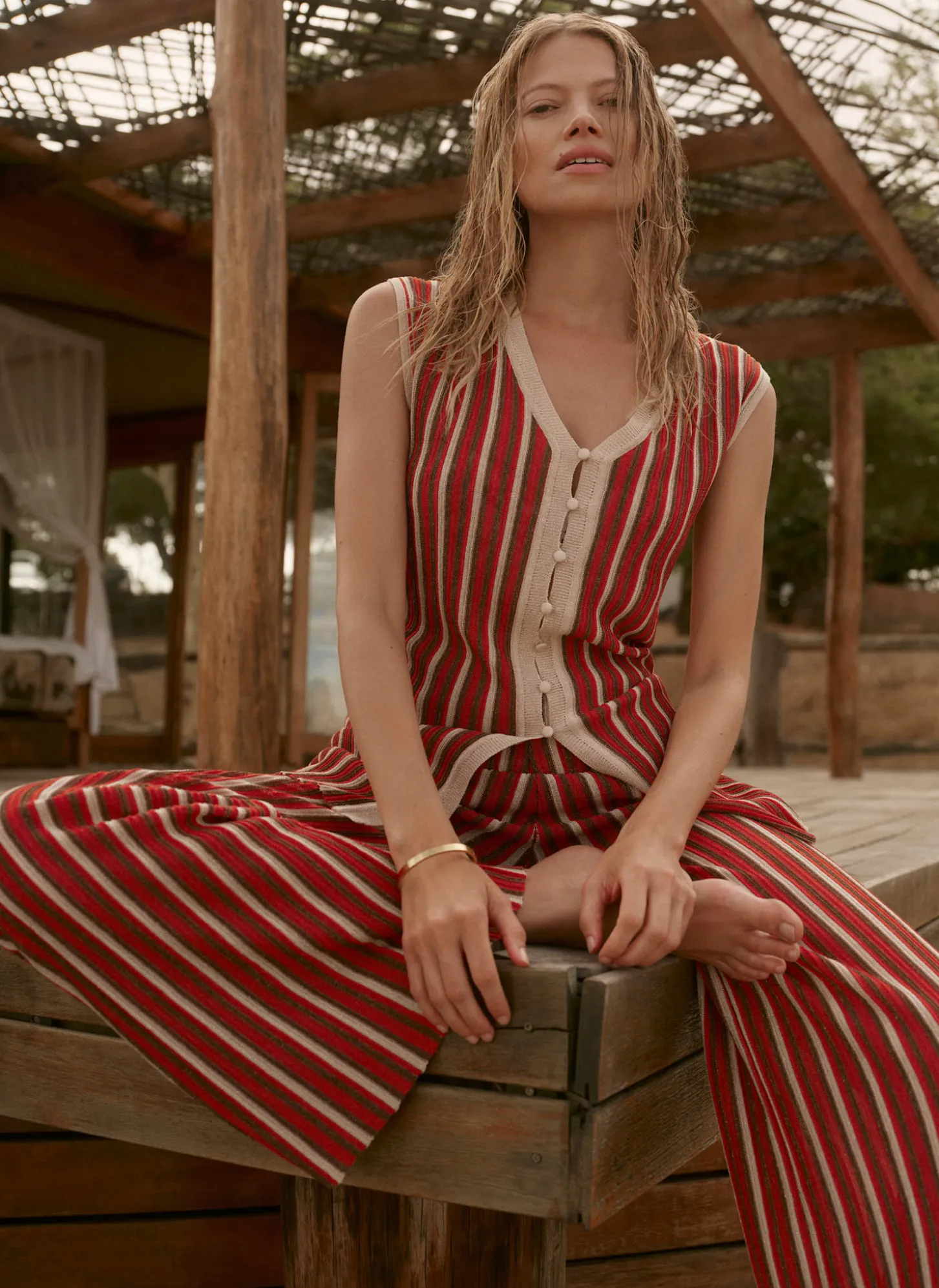 Red Striped Knit Top