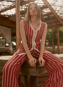 Red Striped Knit Top