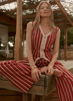 Red Striped Knit Trousers