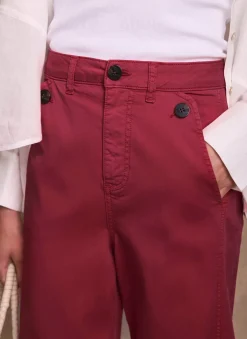 Red Washed Barrel Leg Chino Trousers