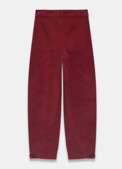 Red Washed Barrel Leg Chino Trousers