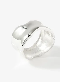 Silver Tone Clean Wave Bangle