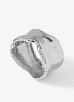 Silver Tone Clean Wave Bangle