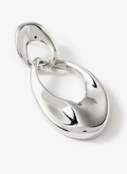 Silver Tone Hoop Link Earrings