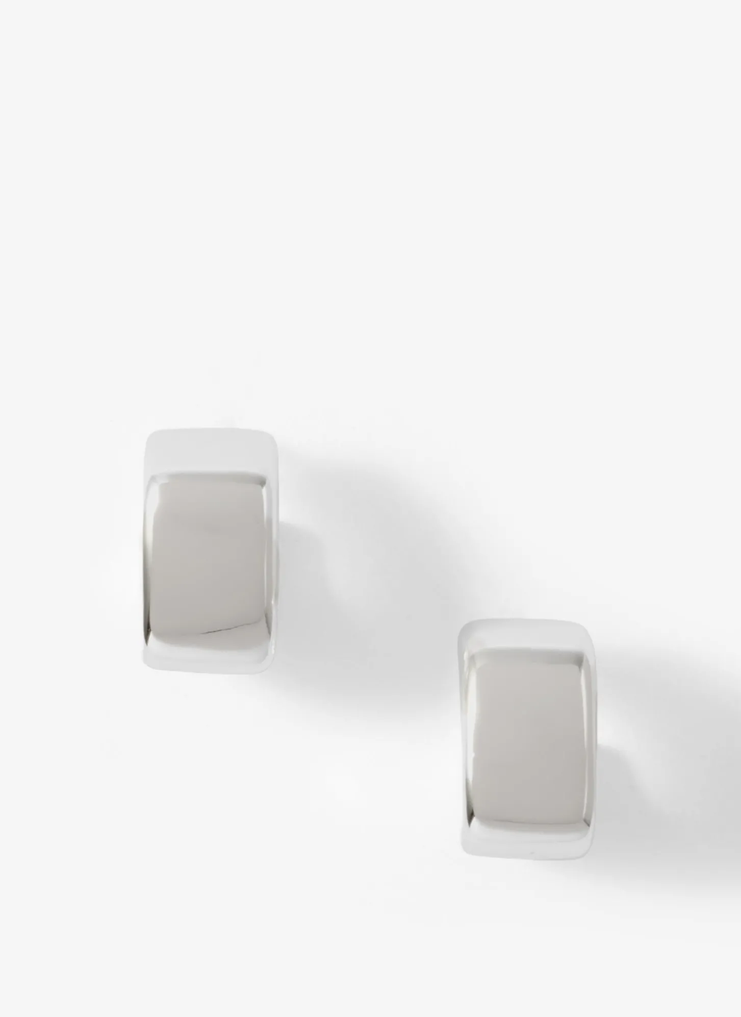 Silver Tone Mini Rounded Square Hoop Earrings