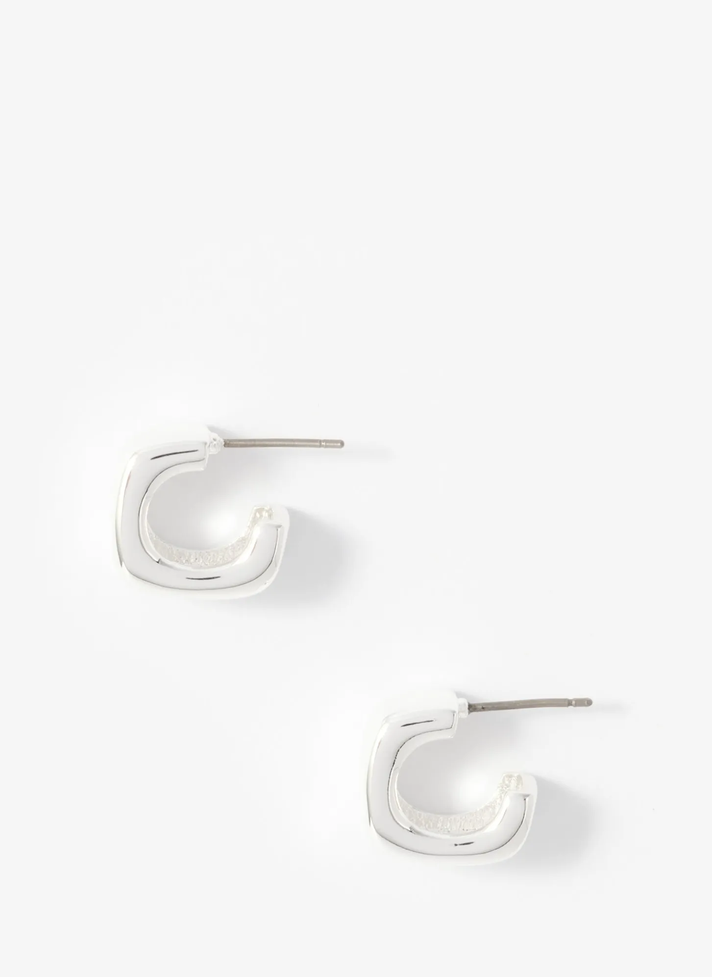 Silver Tone Mini Rounded Square Hoop Earrings
